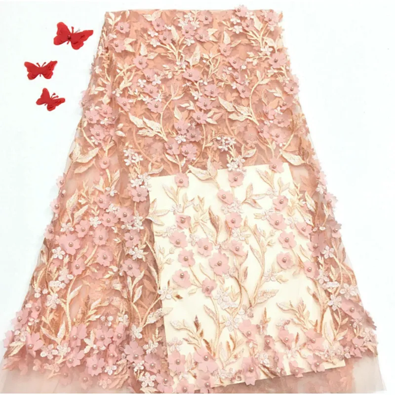 2019 new laser embroidery hollow beaded fabric embroidery embroidery wedding dress fabric