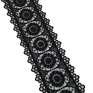 african 9.5 cm polyester chemical hollow embroidery lace flower lace trim