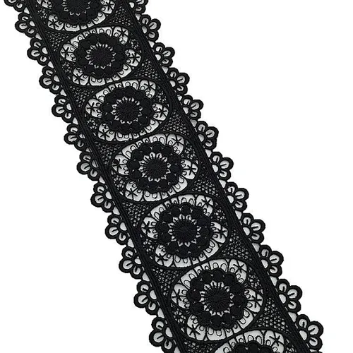 african 9.5 cm polyester chemical hollow embroidery lace flower lace trim