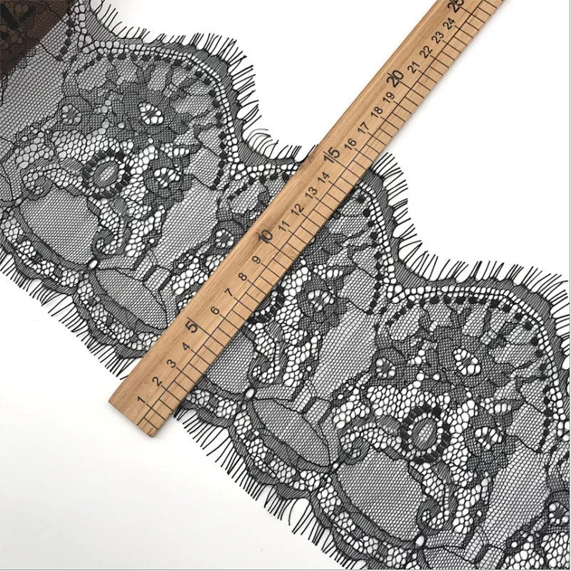 Fashion hot sale 15*300cm 100%  nylon french eyelash lace trim