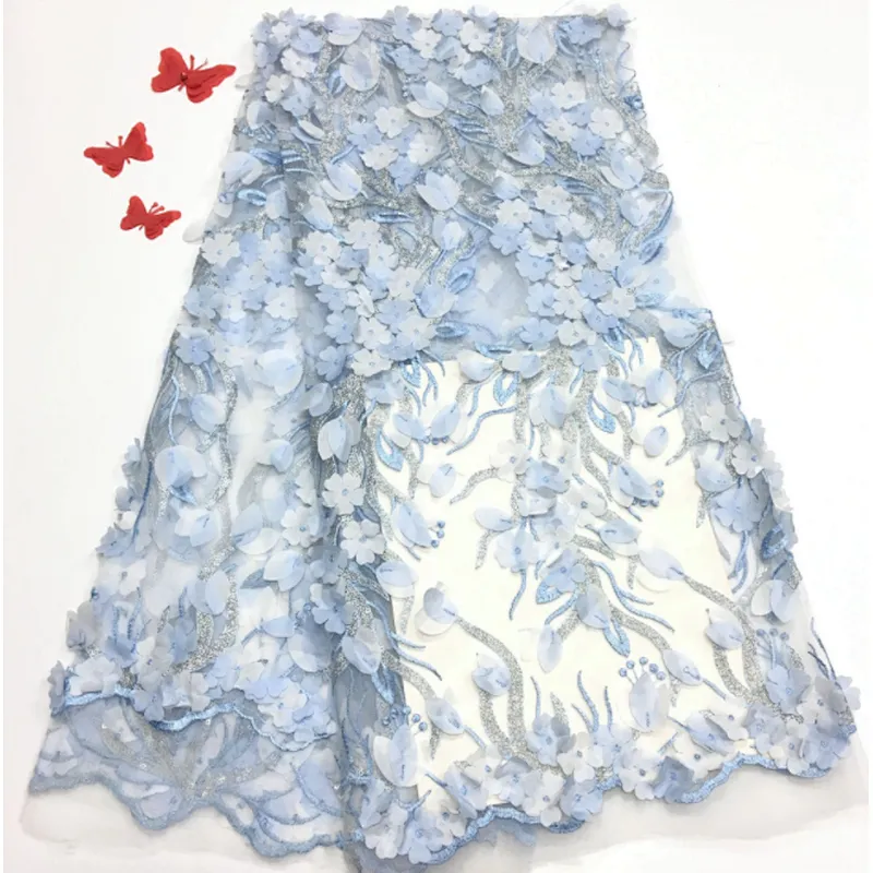 2019 haigh quality peach 3d flower french embroidered tulle wedding beaded lace fabric