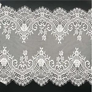 Fashion hot sale 38*300cm 100%  nylon french eyelash lace trim