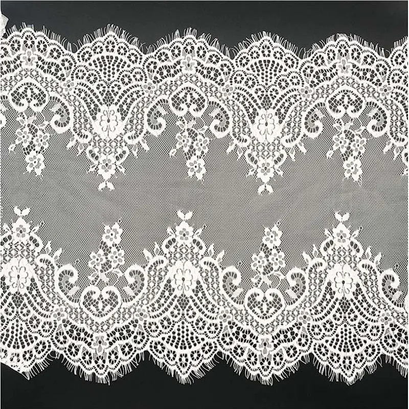 Fashion hot sale 38*300cm 100%  nylon french eyelash lace trim