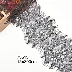 Fashion hot sale 15*300cm 100%  nylon french eyelash lace trim