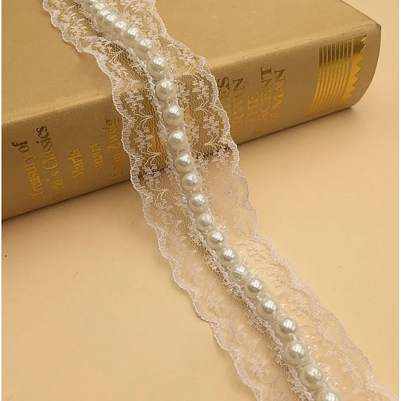 New African Fashion Non-elastic Lace Imitation Pearl Lace For dress accessories