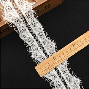 Fashion hot sale 8*300cm 100%  nylon french eyelash lace trim
