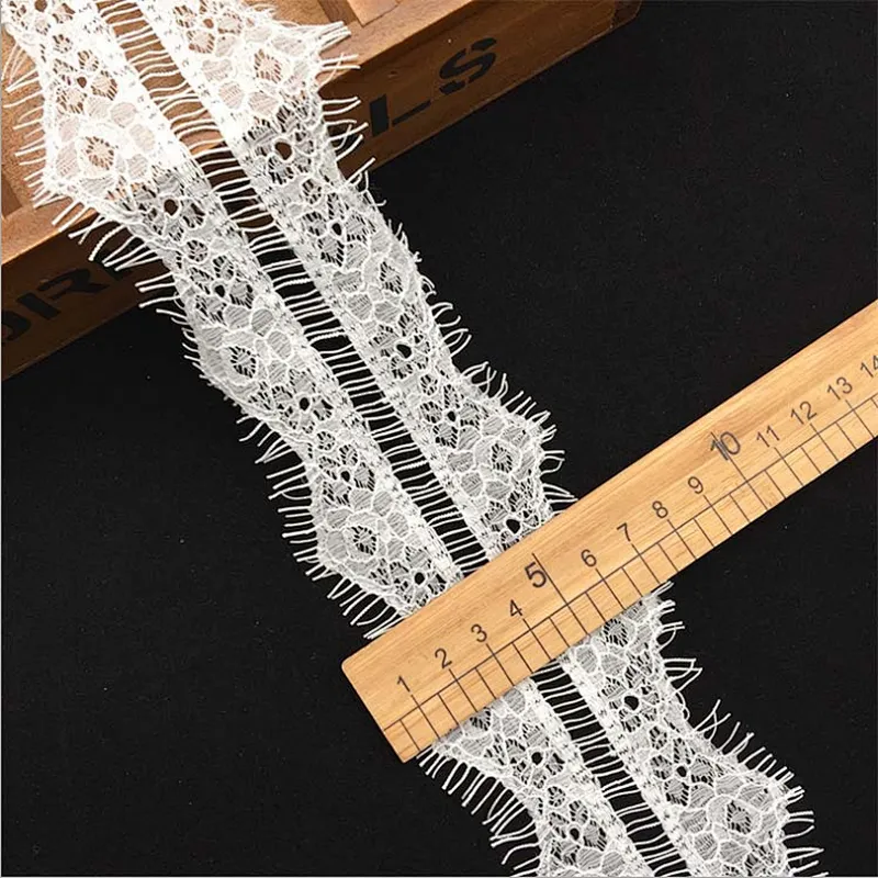 Fashion hot sale 8*300cm 100%  nylon french eyelash lace trim