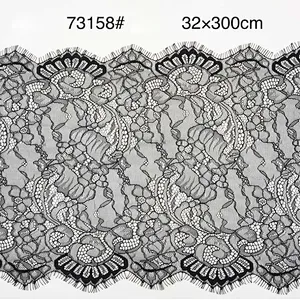 Fashion hot sale 32*300cm 100%  nylon french eyelash lace trim