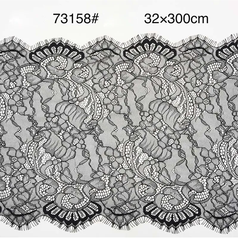 Fashion hot sale 32*300cm 100%  nylon french eyelash lace trim
