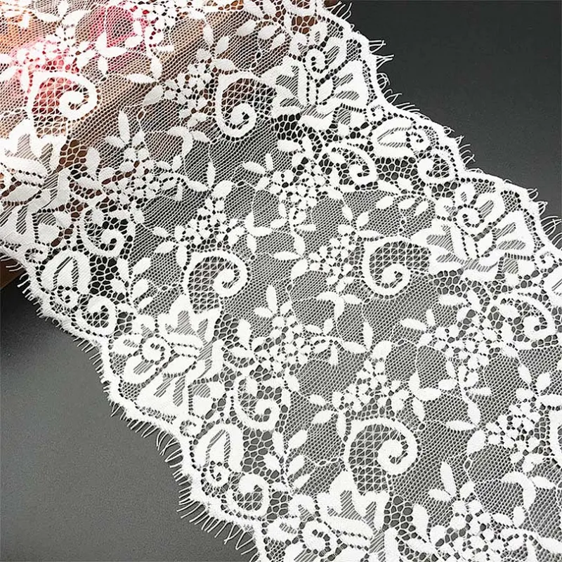 Fashion hot sale 19*300cm 100%  nylon french eyelash lace trim