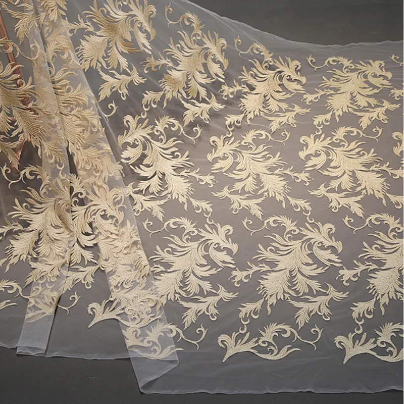 african  mesh Flat embroidery lace dress tulle fabric