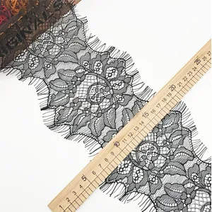 Fashion hot sale 15*300cm 100%  nylon french eyelash lace trim
