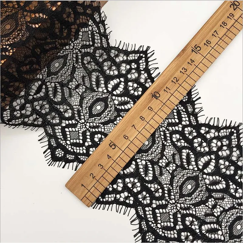 Fashion hot sale 13*300cm 100%  nylon french eyelash lace trim