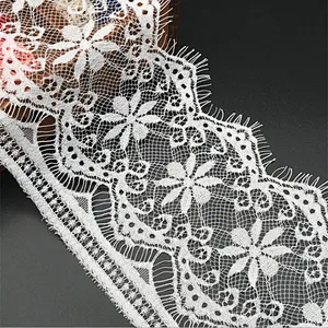 Fashion hot sale 14*300cm 100%  nylon french eyelash lace trim
