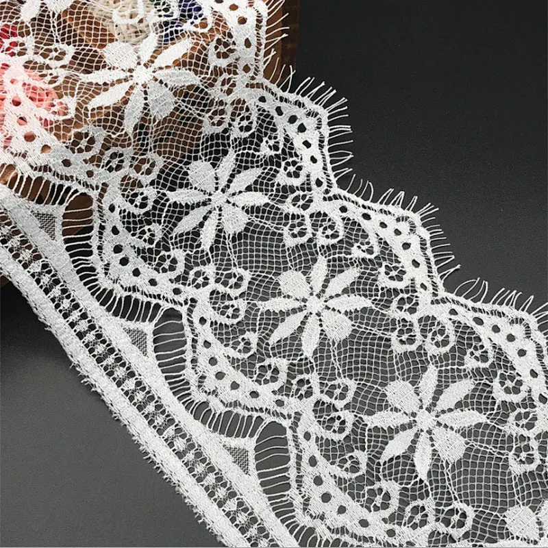 Fashion hot sale 14*300cm 100%  nylon french eyelash lace trim