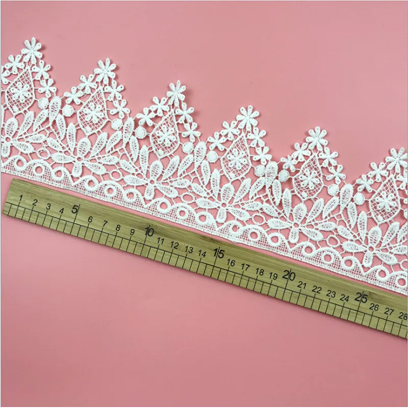 DIY French beautiful double lace hollow milk side water soluble lace for wedding dress