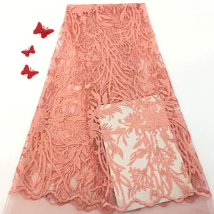 2019 hotsell garment Laser embroidery mesh hand-embroidered fabric solid color mesh fabric