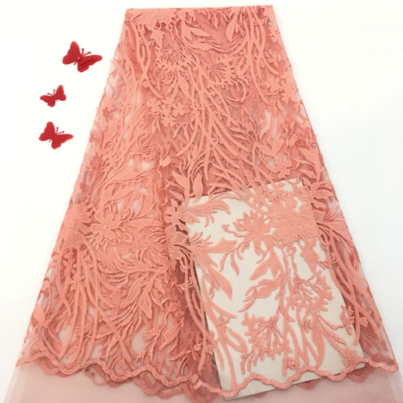 2019 hotsell garment Laser embroidery mesh hand-embroidered fabric solid color mesh fabric