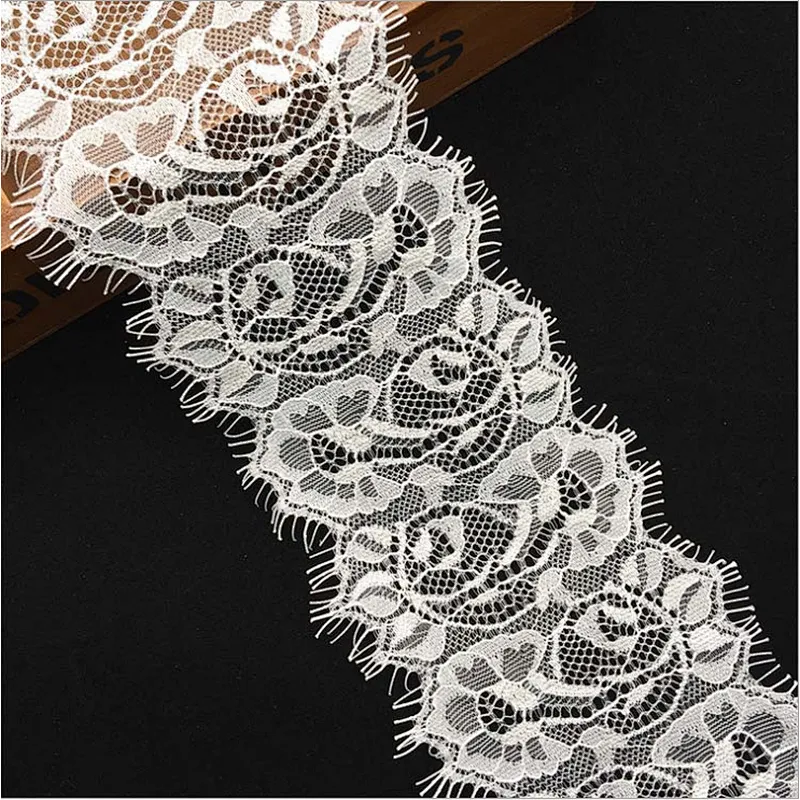 Fashion hot sale 8.5*300cm 100%  nylon french eyelash lace trim
