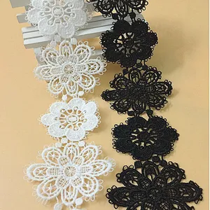 6.5cm african polyester chemical lace for bridal wedding dress
