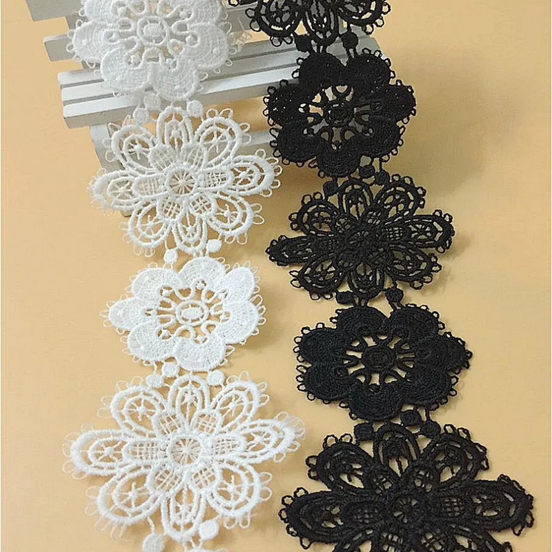 6.5cm african polyester chemical lace for bridal wedding dress