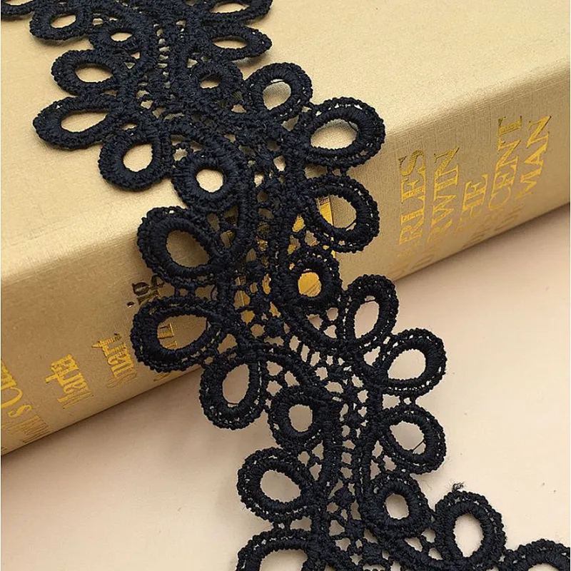 hot sale 4.5cm embroidered bridal lace trim water soluble embroidered chemical lace trimming embroidery lace for women