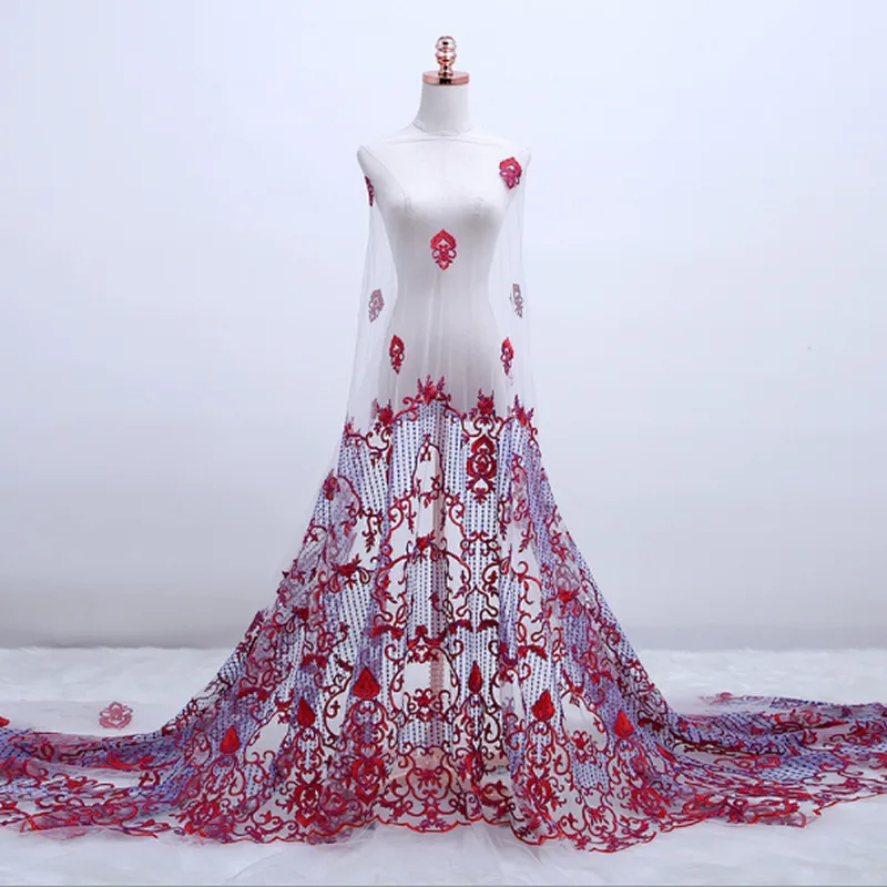 Lemo wholesale 2019 New design african mesh embroidery tulle  lace fabric