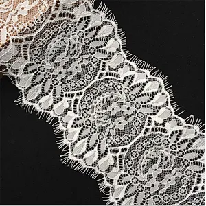 Fashion hot sale 14*300cm 100%  nylon french eyelash lace trim