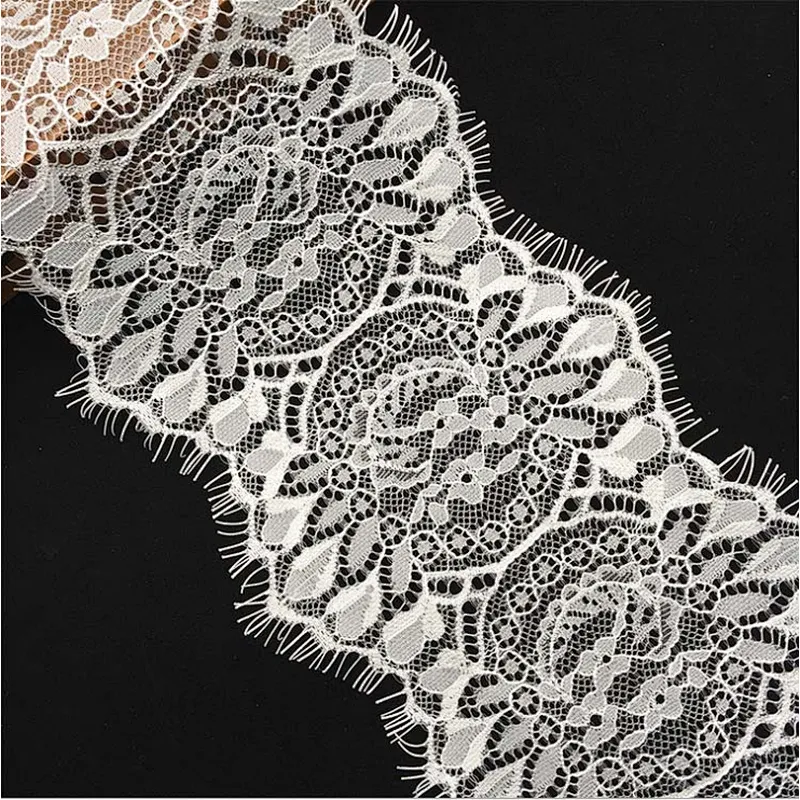 Fashion hot sale 14*300cm 100%  nylon french eyelash lace trim