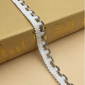 swiss metal wavy chain wool thin lace trim for dress