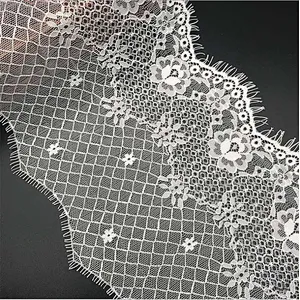 Fashion hot sale 17*300cm 100%  nylon french eyelash lace trim