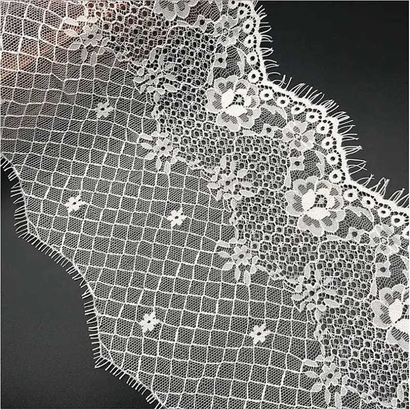 Fashion hot sale 17*300cm 100%  nylon french eyelash lace trim