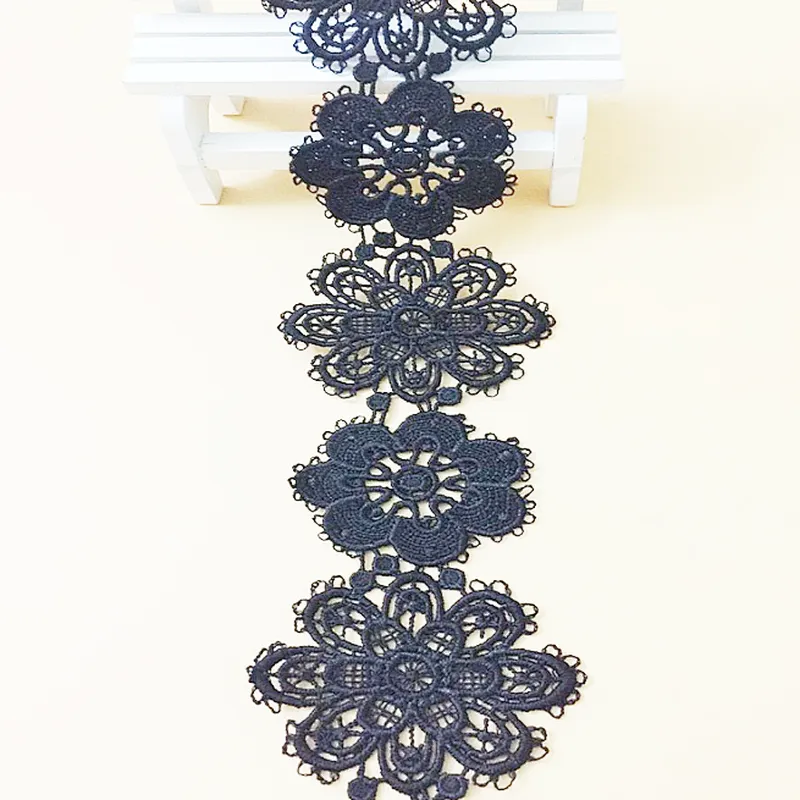 6.5cm african polyester chemical lace for bridal wedding dress