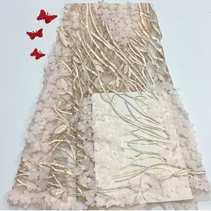 2019 beaded chemical lace embroidered fabric French bridal lace fabric embroidery fabric