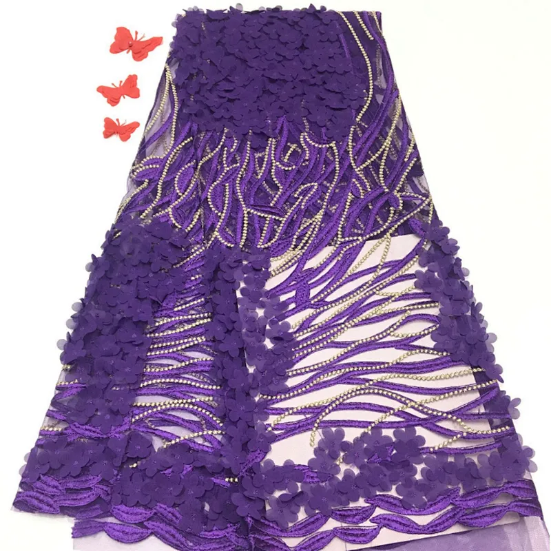2019 Beautiful French Bridal Lace Fabric Embroidered French Lace Fabrics With Beads