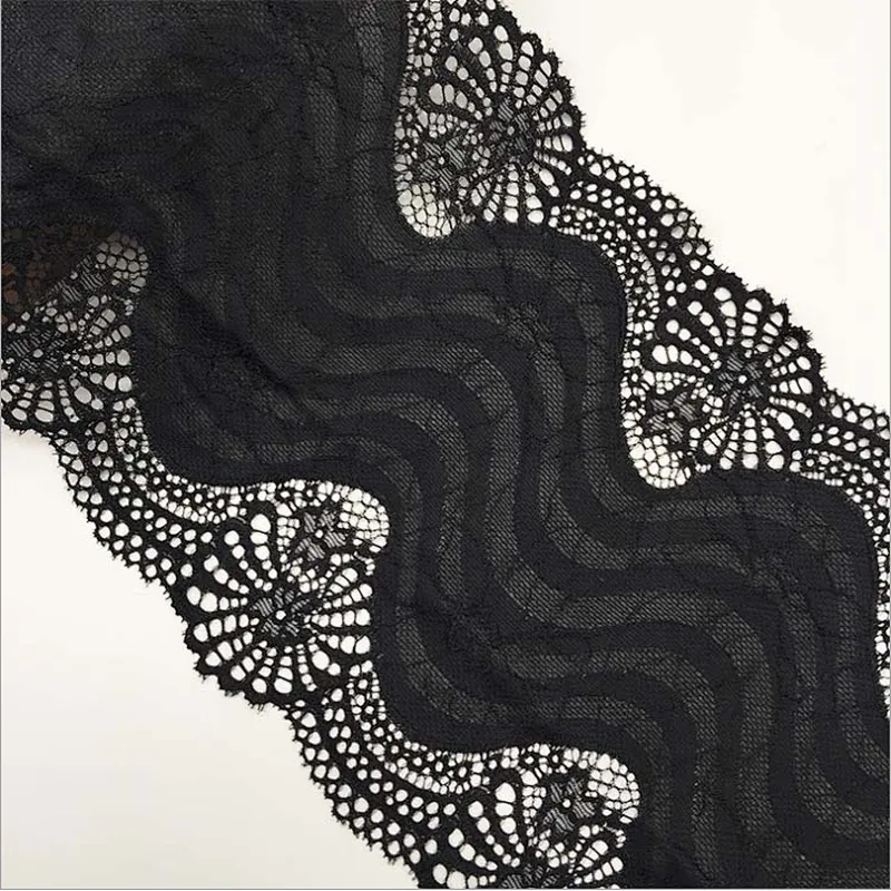 Fashion hot sale 19*100cm black&white french eyelash floral lemo lace