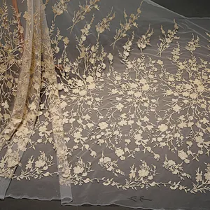 3D african lace fabric 2018 embroidery mesh tulle lace fabric flower pattern
