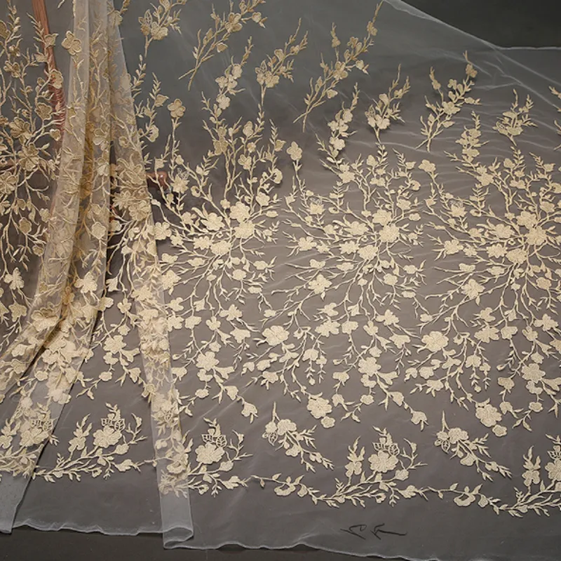 3D african lace fabric 2018 embroidery mesh tulle lace fabric flower pattern
