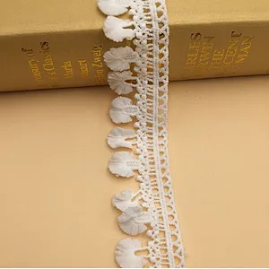 African Water Soluble Lace  Chemical Milk Silk Trim Lace For Wedding Bridal Dress