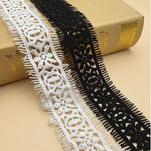 hot sale bilateral eyelash milk silk hollow embroidery lace trim for garment accessories