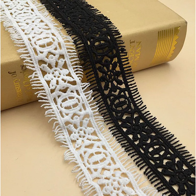 hot sale bilateral eyelash milk silk hollow embroidery lace trim for garment accessories