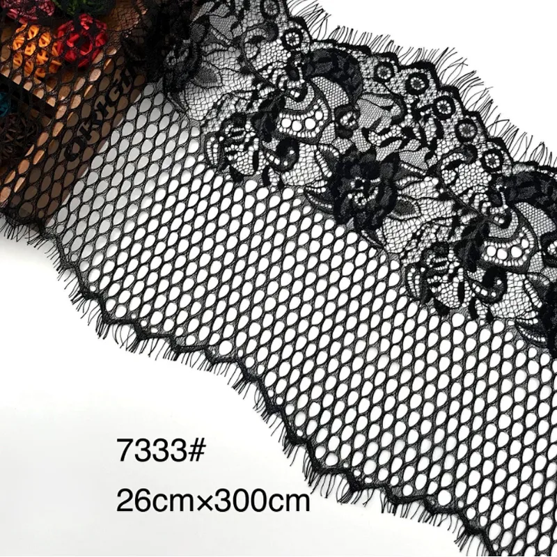 New Design 300*26cm Guipure Eyelash Border French Lace For Bridal Dress
