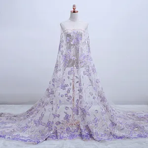 China wholesale embroidery flower african tulle lace mesh fabric for women