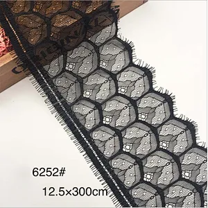 Fashion hot sale 12.5*300cm 100%  nylon french eyelash lace trim