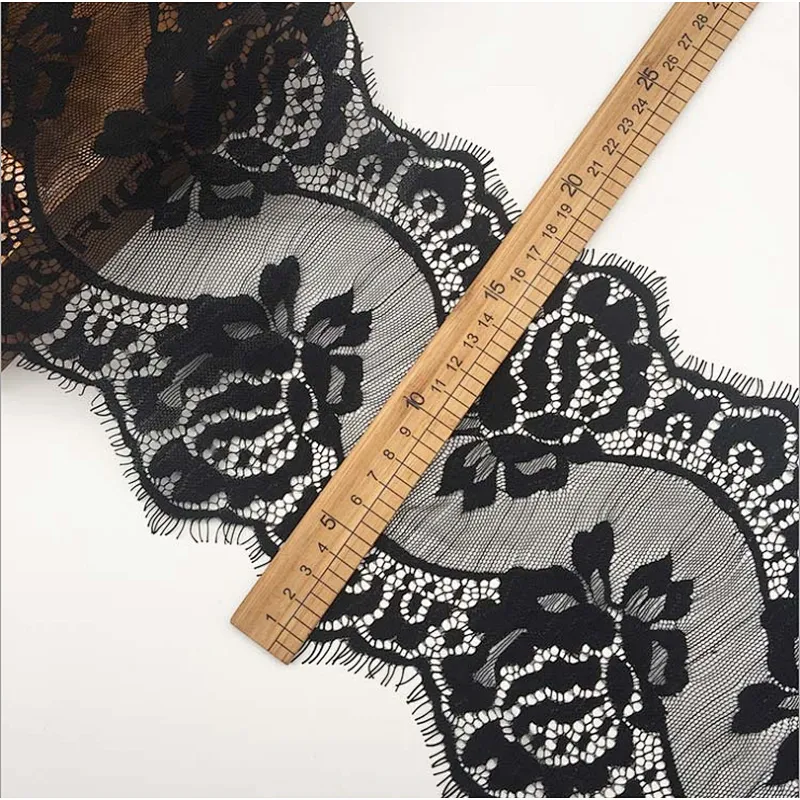 Fashion hot sale 19*300cm 100%  nylon french eyelash lace trim