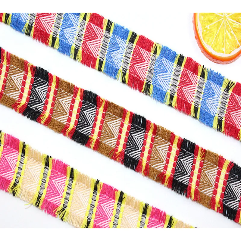 classic 3cm african ribbon tassel woven lace trim