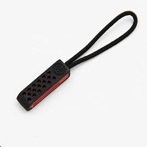 personalized color logo plastic pvc rubber custom cord zipper puller for garments