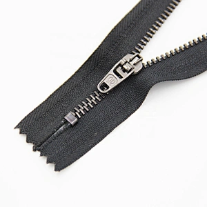 custom plating teeth color anti metal zipper pull with black tape black color teeth