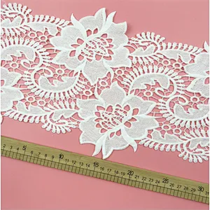 Best selling French double lace hollow milk side water soluble lace for wedding dress