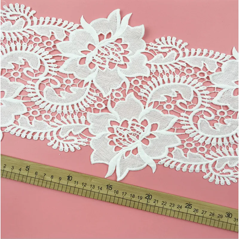 Best selling French double lace hollow milk side water soluble lace for wedding dress